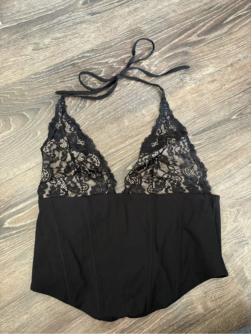 Garage Black Lace Halter Bralette Tank